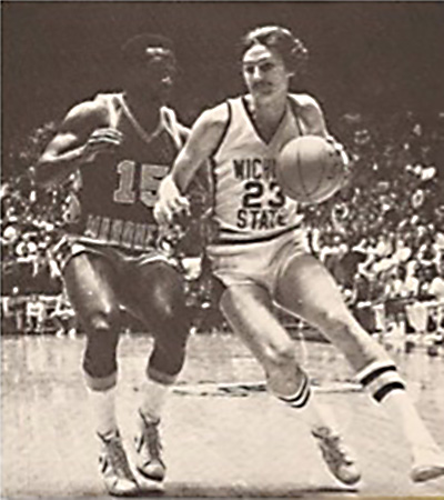 Bob playing college basketball